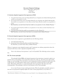 1 Descartes` Skeptical Challenge Intro to Philosophy, Spring 2012