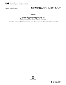 Memorandum D13-3-7, Engineering, Development Work, etc