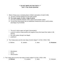 DO NOT WRITE ON THIS TEST!!! *** Unit 11 Test: South Asia/India 1