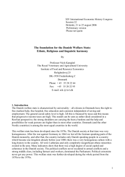 The foundation for the Danish Welfare State: Ethnic, Religious and