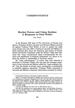Market Forces and Union Decline: A Response to Paul Weiler
