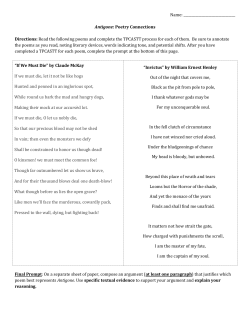 Antigone: Poetry Connections Directions: Read the following poems