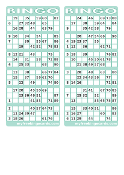 Free Printable UK Number Bingo Cards 1-90