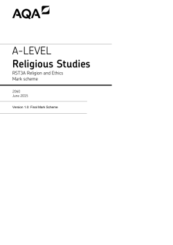 A-level Religious Studies Mark scheme RST3A