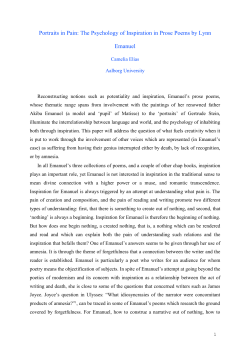 Portraits in Pain: The Psychology of Inspiration in Prose Poems by