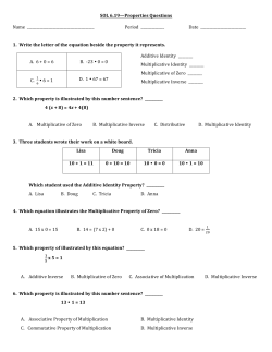 SOL 6.19&mdash;Properties Questions Name Period ______