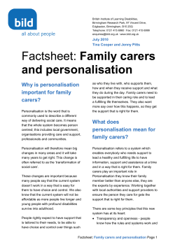 Factsheet: Family carers and personalisation