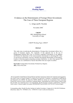 Evidence on the Determinants of Foreign Direct Investment.