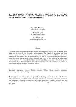 1 A COMPARATIVE ANALYSIS OF SLAVE PLANTATION