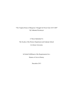 The Virginia House of Burgesses` Struggle for Power from 1619-1689
