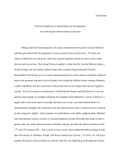 Re-examining the Hebrew-Hyksos Connection