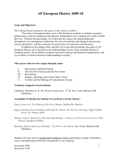 AP European History - Haddonfield Public Schools