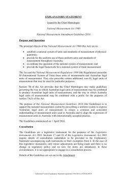 EXPLANATORY STATEMENT Issued by the Chief Metrologist
