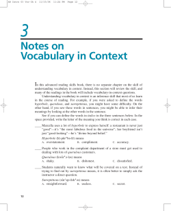 Notes on Vocabulary in Context