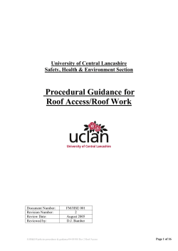 Procedural Guidance for Roof Access/Roof Work