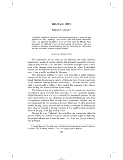 Judensau 2010 - Journal for the Study of Antisemitism
