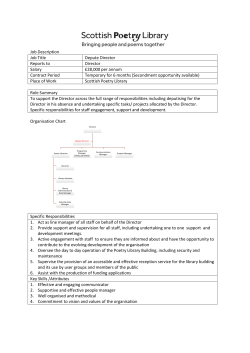 Job Description Job Title Depute Director Reports to Director Salary