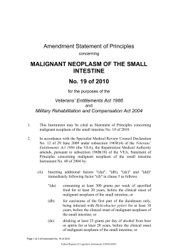 MALIGNANT NEOPLASM OF THE SMALL INTESTINE No. 19 of 2010