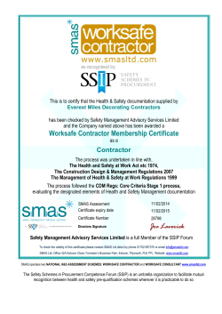 SMAS Worksafe Contractor Membership Certificate
