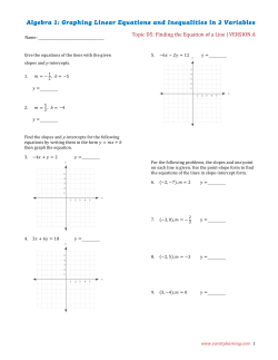 Algebra 1: Graphing Linear Equations and Inequalities in 2 Variables
