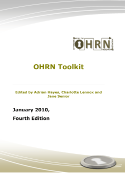OHRN Toolkit - Offender Health Research Network