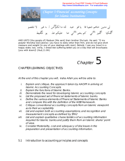 Chapter 5:Financial accounting Concepts for Islamic Institutions