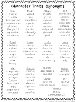 Character Traits: Synonyms - teachingmadepractical.com