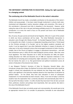THE METHODIST CONTRIBUTION IN EDUCATION: Asking the right