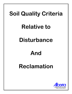 SOIL QUALITY CRITERIA RELATIVE TO DISTURBANCE AND