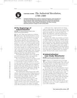 CHAPTERS IN BRIEF The Industrial Revolution, 1700&ndash;1900