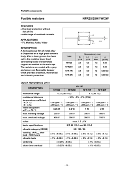 Fusible resistors NFR25/25H/1W/2W