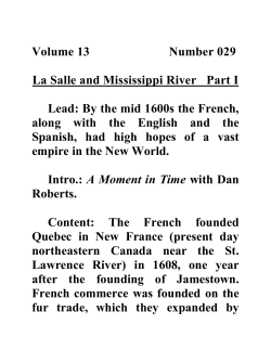 Volume 13 Number 029 La Salle and Mississippi River Part I Lead