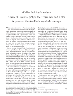 Achille et Polyx&egrave;ne (1687): the Trojan war and a