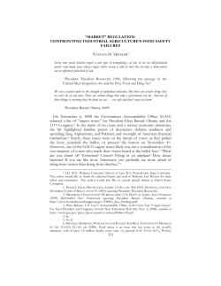 Market Regulation: Confronting Industrial Agriculture`s Food Safety