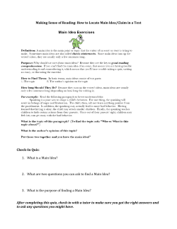 Making Sense of Reading: How to Locate Main Idea/Claim in a Text