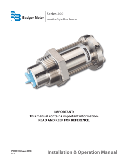 Badger Meter 200 Series Flow Sensor Manual PDF