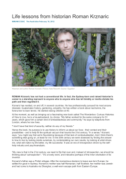 Life lessons from historian Roman Krznaric