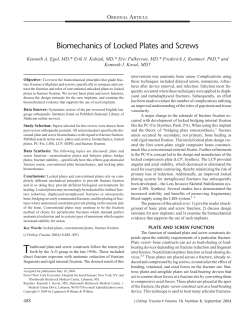Biomechanics of Locked Plates and Screws