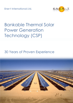 Bankable Thermal Solar Power Generation Technology (CSP)