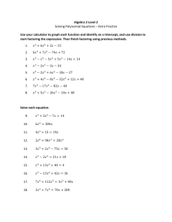 Algebra 2 Level 2 Solving Polynomial Equations &ndash; Extra Practice