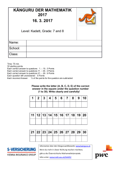 K&Auml;NGURU DER MATHEMATIK 2017 16. 3. 2017