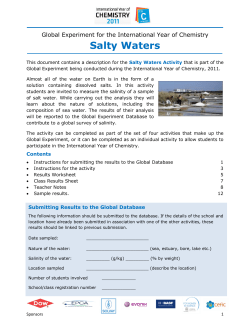 Salty Waters - International Year of Chemistry The Global Water