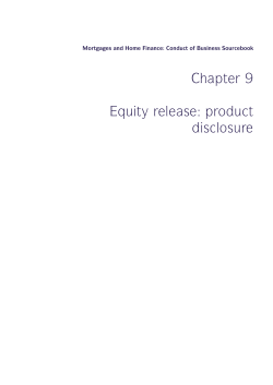Chapter 9 Equity release: product disclosure