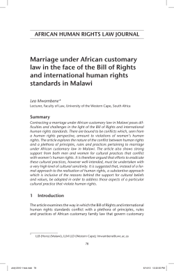 Marriage under African customary law in the face of the Bill of Rights