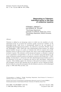 Responding to Tokenism: individual action in the face of