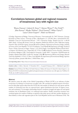 Correlations between global and regional measures of invasiveness