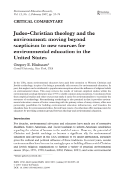 Judeo-Christian theology and the environment