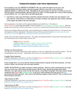 Thesis Statement and Topic Sentences