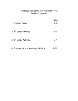 Watauga during the Revolutionary War Table of Contents