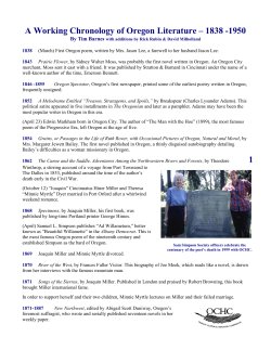 A Working Chronology of Oregon Literature